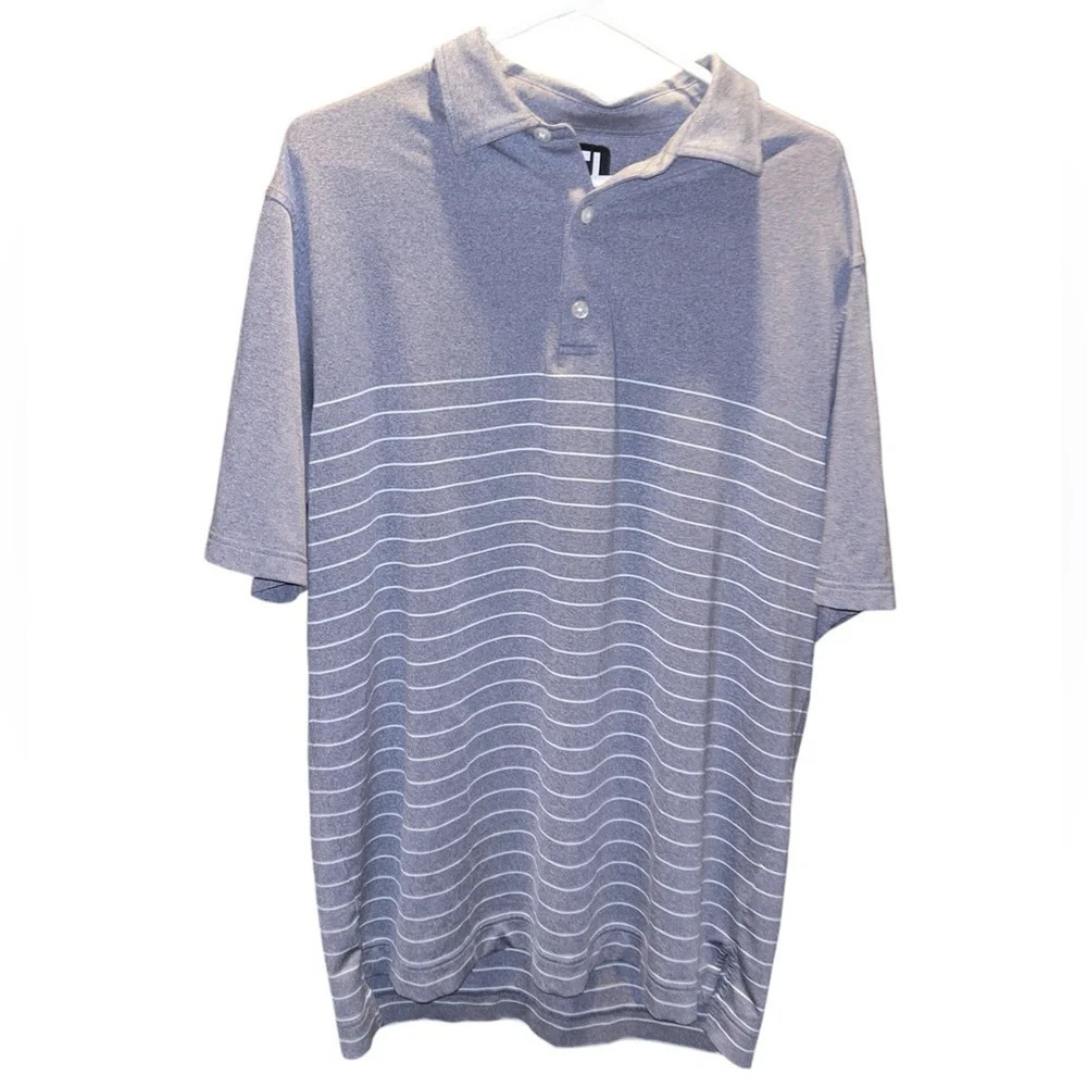 Footjoy Striped Golf Polo Shirt Blue/White